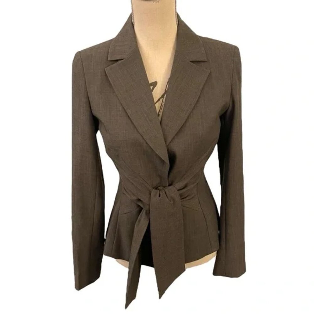 Sandra Angelozzi Tie Waist Front Tailored Blazer Suit Jacket size 32